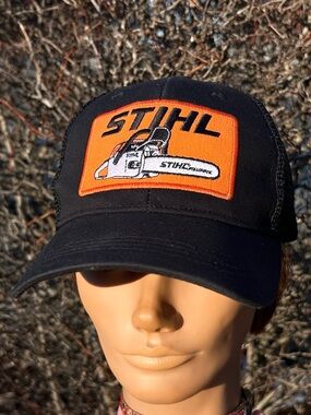Vintage Y2K Stihl Chainsaw Patch trucker mesh snapback cap hat baseball